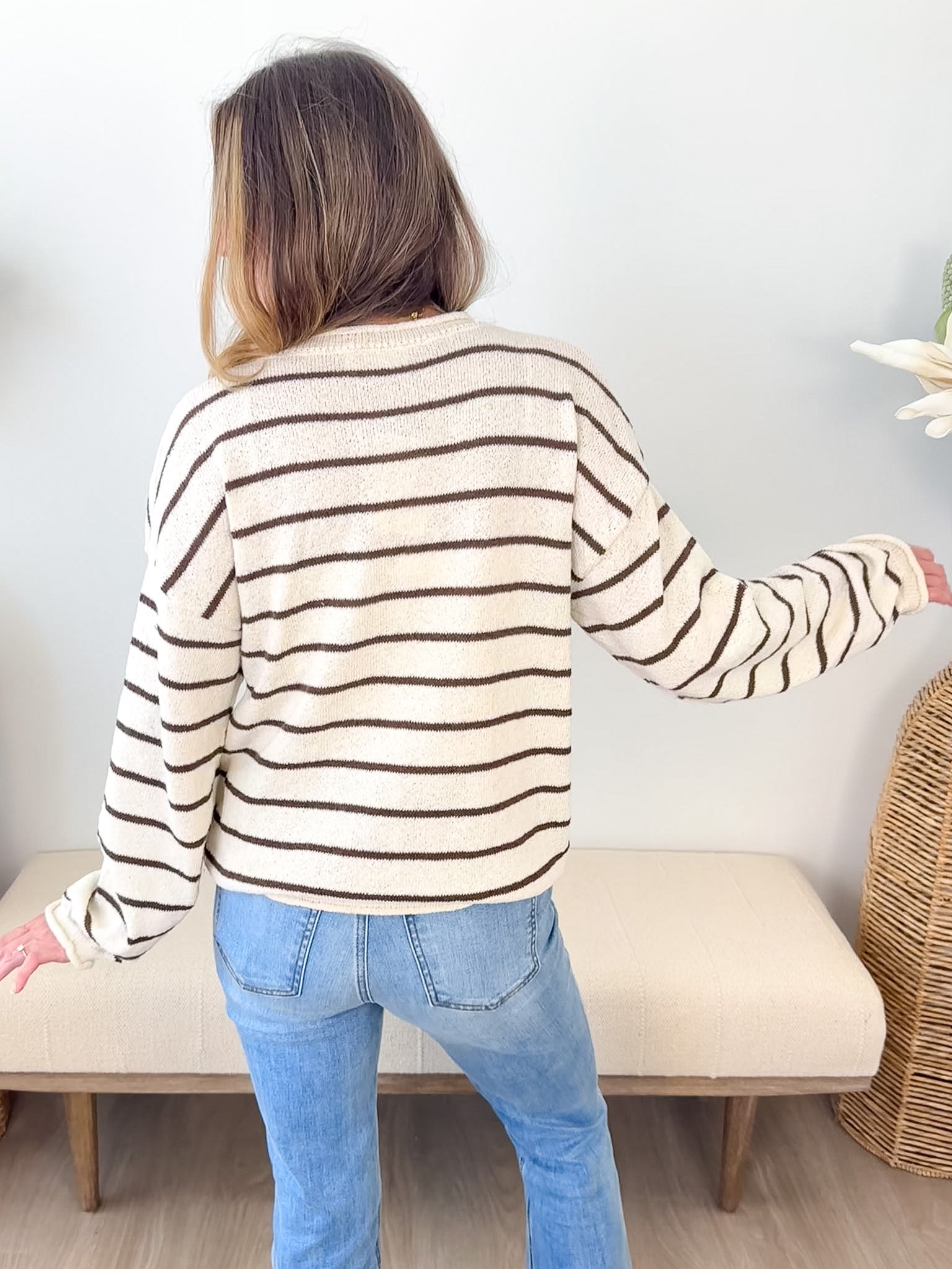 Striped Raw Edge Sweater - The Nines