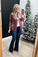 Mauve Velvet Floral Lined Blazer