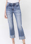 Lovervet High Rise Distressed Cuffed Straight Jeans