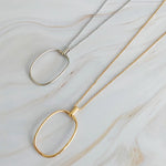 Sleek Oval Long Necklace - 2 Colors! - The Nines