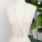 Sleek Oval Long Necklace - 2 Colors! - The Nines