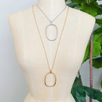 Sleek Oval Long Necklace - 2 Colors! - The Nines