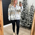 Diamond Pattern Sweater Cardigan - The Nines