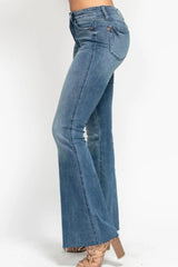 Judy Blue Mid Rise Tummy Control Raw Hem Flare