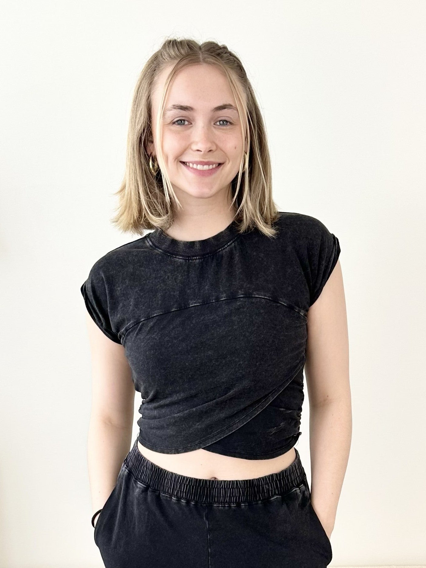 Mineral Wash Cropped Wrap Tee - The Nines