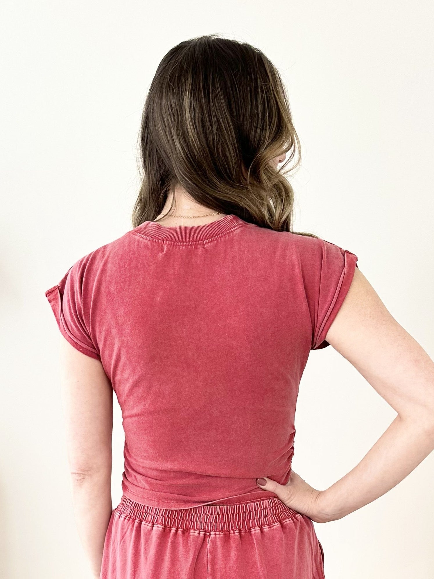 Mineral Wash Cropped Wrap Tee - The Nines