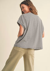 Striped Knit Oversized Tops - 2 Colors!