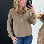 Washed Ribbed Snap Button Top - 2 Colors! - The Nines