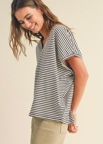 Striped Knit Oversized Tops - 2 Colors!