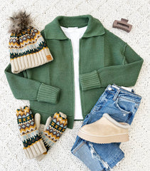 Green Zip Sweater Jacket