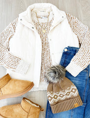 Cream Basic Puffer Vest