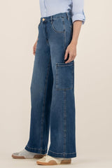 KUT Jodi High Rise Wed Leg Cargo Pocket Jeans