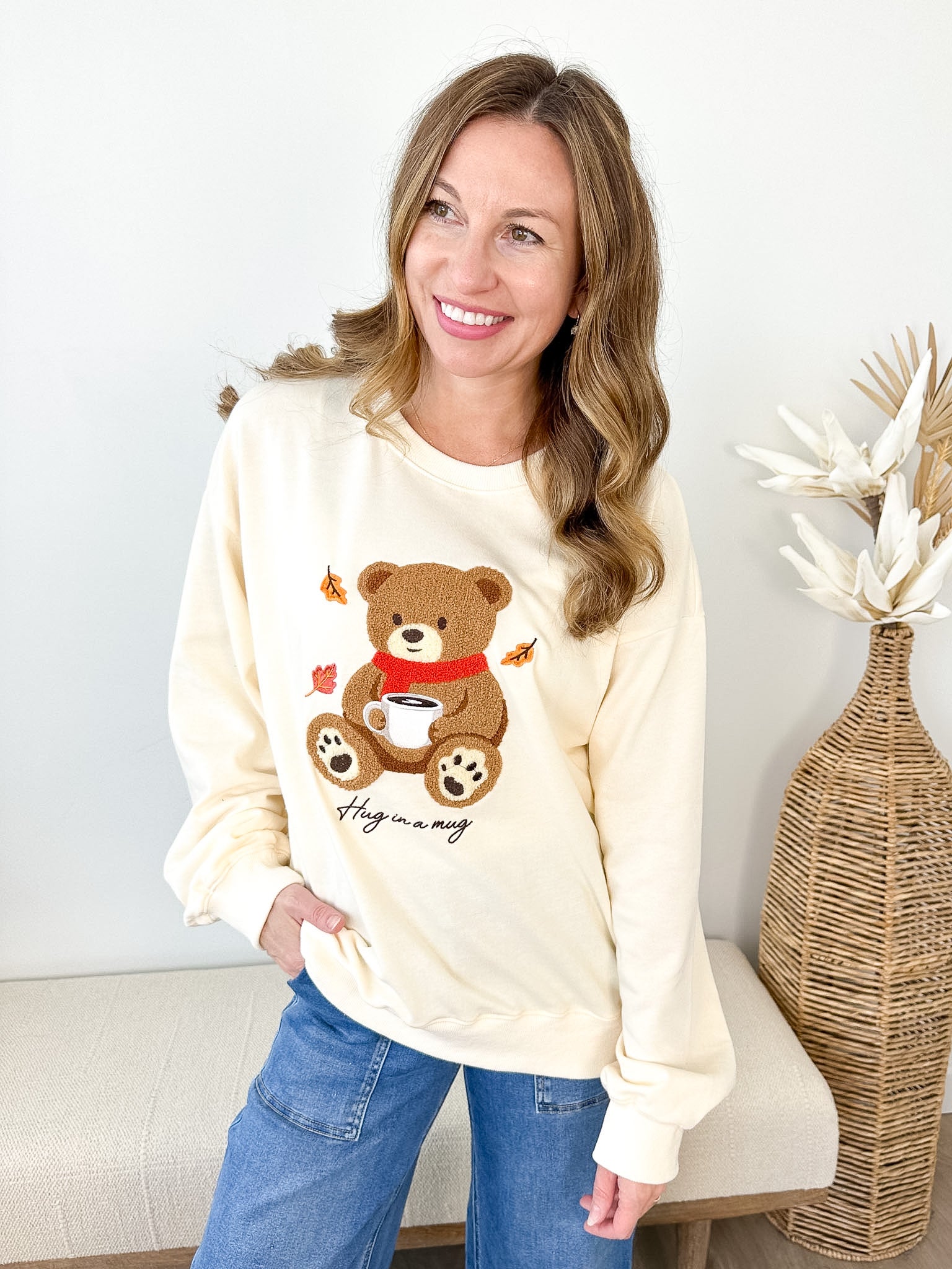 "Hug In A Mug" Cozy Teddy Sweatshirt - The Nines