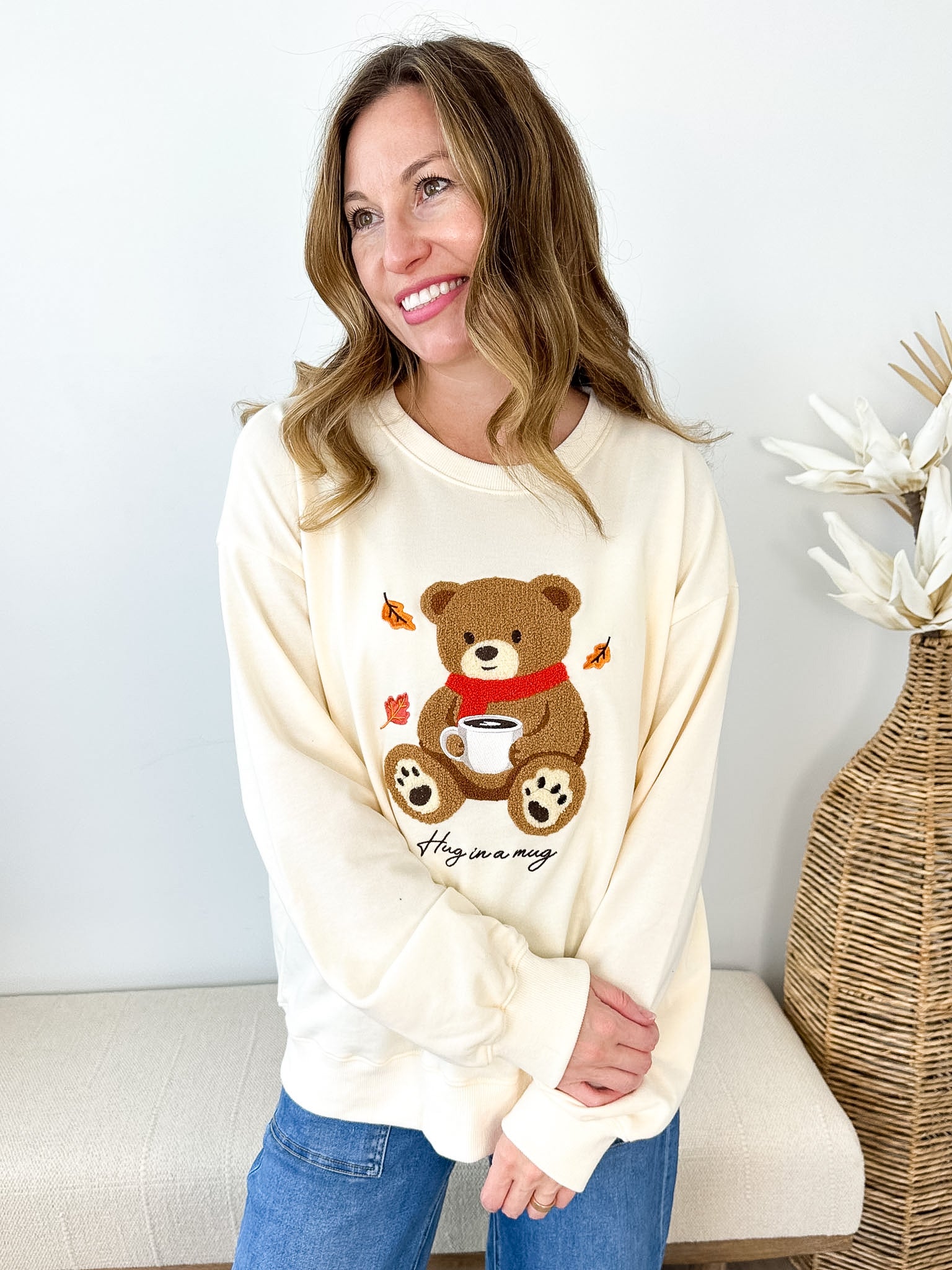 "Hug In A Mug" Cozy Teddy Sweatshirt - The Nines