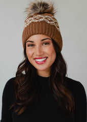 Camel Printed Pom Hat