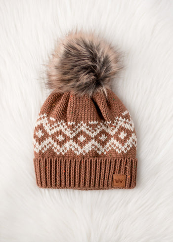 Camel Printed Pom Hat