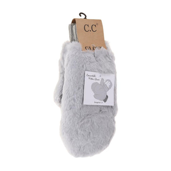 C.C Faux Fur Solid Convertible Mittens - 6 Colors!