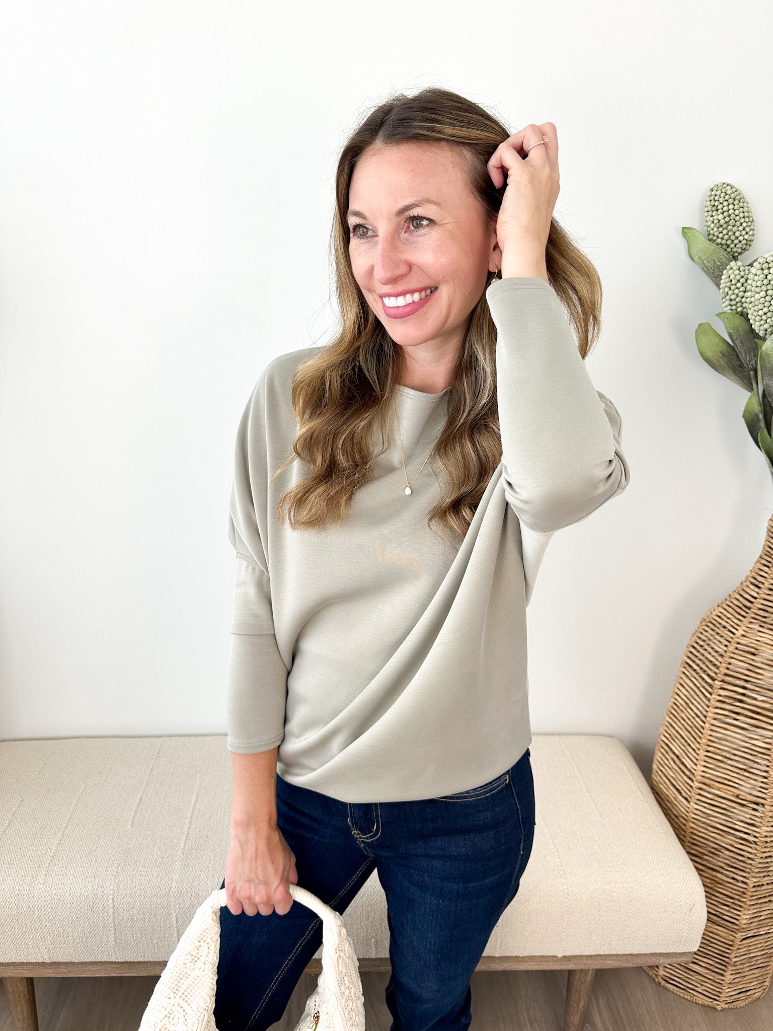 Scuba Long Sleeve Dolman Top