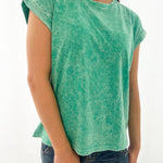 Halo Washed Cuffed Short Sleeve Tee - 3 Colors! - The Nines