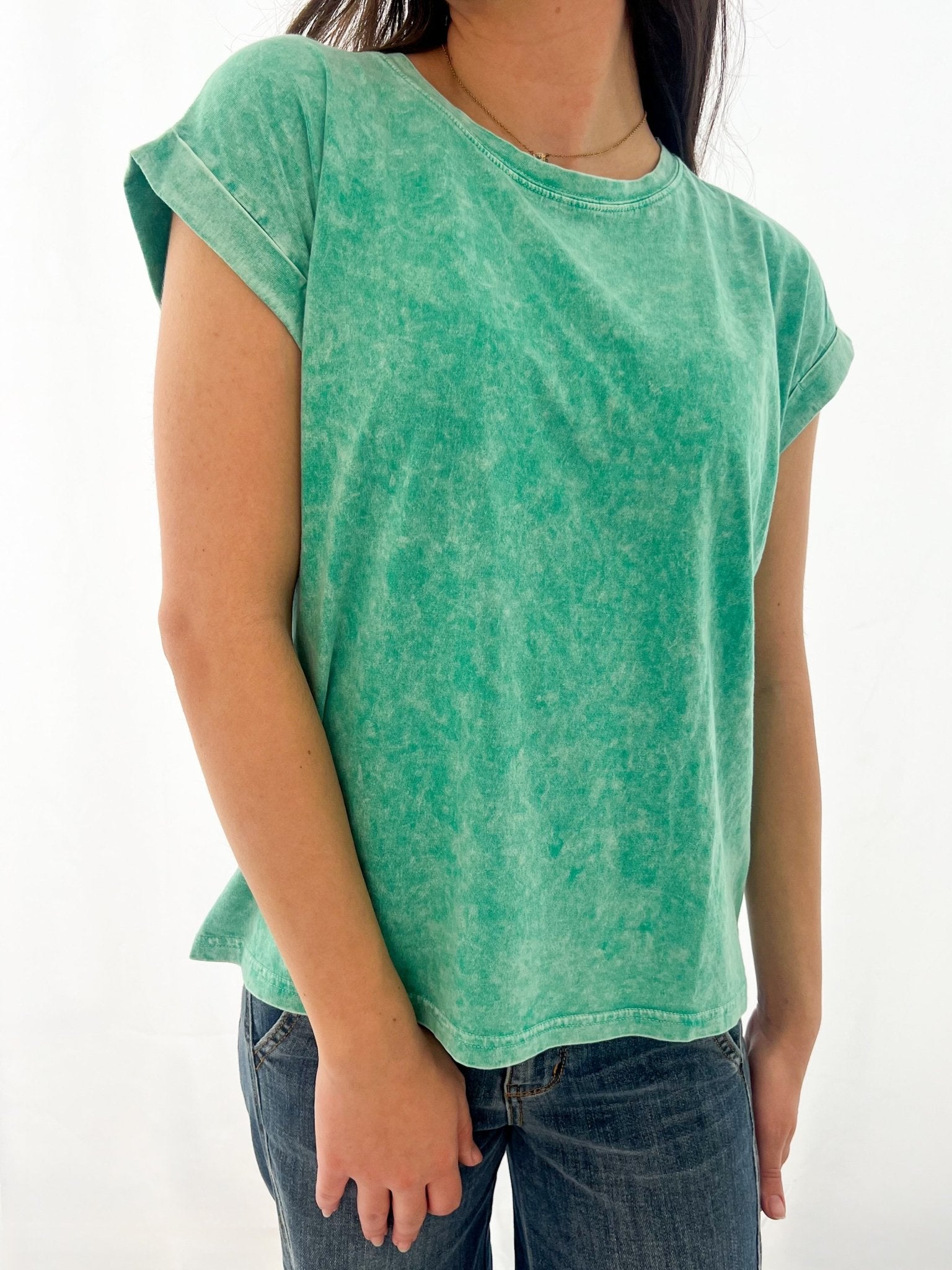 Halo Washed Cuffed Short Sleeve Tee - 3 Colors! - The Nines