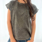 Halo Washed Cuffed Short Sleeve Tee - 3 Colors! - The Nines