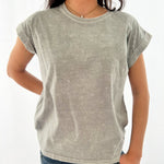 Halo Washed Cuffed Short Sleeve Tee - 3 Colors! - The Nines