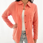 Coral Gauze Button Up Top - The Nines