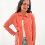Coral Gauze Button Up Top - The Nines