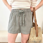 Dusty Olive Tencel Drawstring Short - The Nines