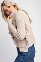 Uneven Hem Elbow Patch Cardigan