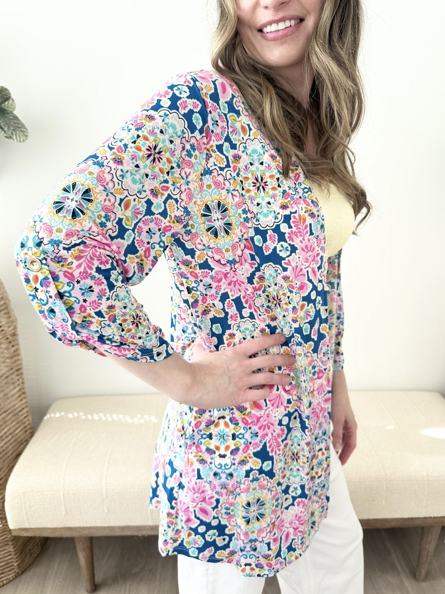 Wildflower Bloom Cuffed Cardigan - The Nines