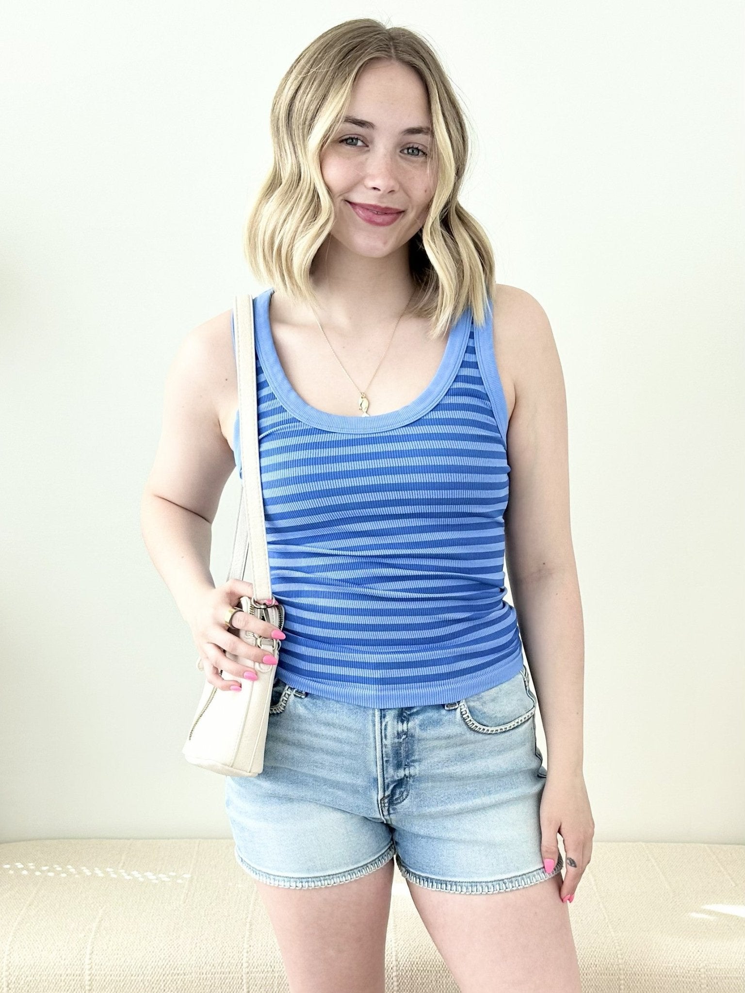 Striped Contrast Tank Top - The Nines