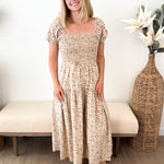 Floral Smocked Puff Sleeve Midi Dress - The Nines