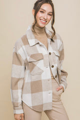 Taupe Keep Shining Gray Plaid Shacket