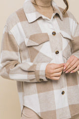 Taupe Keep Shining Gray Plaid Shacket