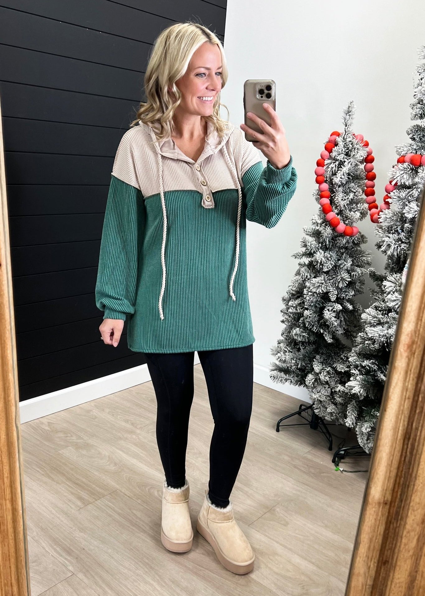 Hunter Green Ribbed Hoodie - The Nines
