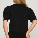 Short Sleeve Ruffled Neck Sweater Top - 3 Colors! - The Nines