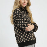 Black Textured Knit Quarter Zip - The Nines