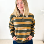 Striped Henley Sweater - The Nines