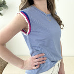 Knit Pinstripe Ruffle Hem Top - The Nines