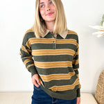 Striped Henley Sweater - The Nines
