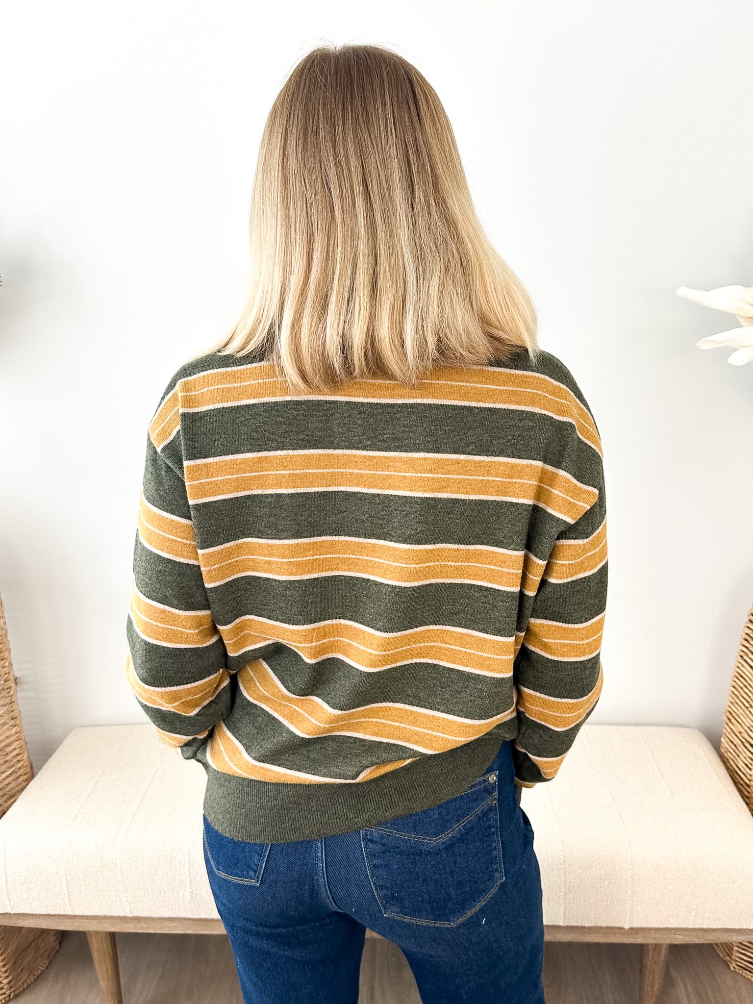 Striped Henley Sweater - The Nines