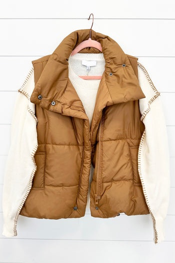 Asymmetrical Zip Up High Neck Puffer Vest