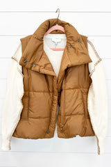 Asymmetrical Zip Up High Neck Puffer Vest