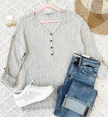 Heathered Gray Knit Top