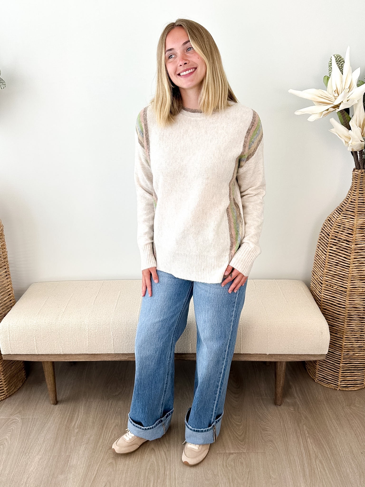 Vertical Rainbow Striped Sweater