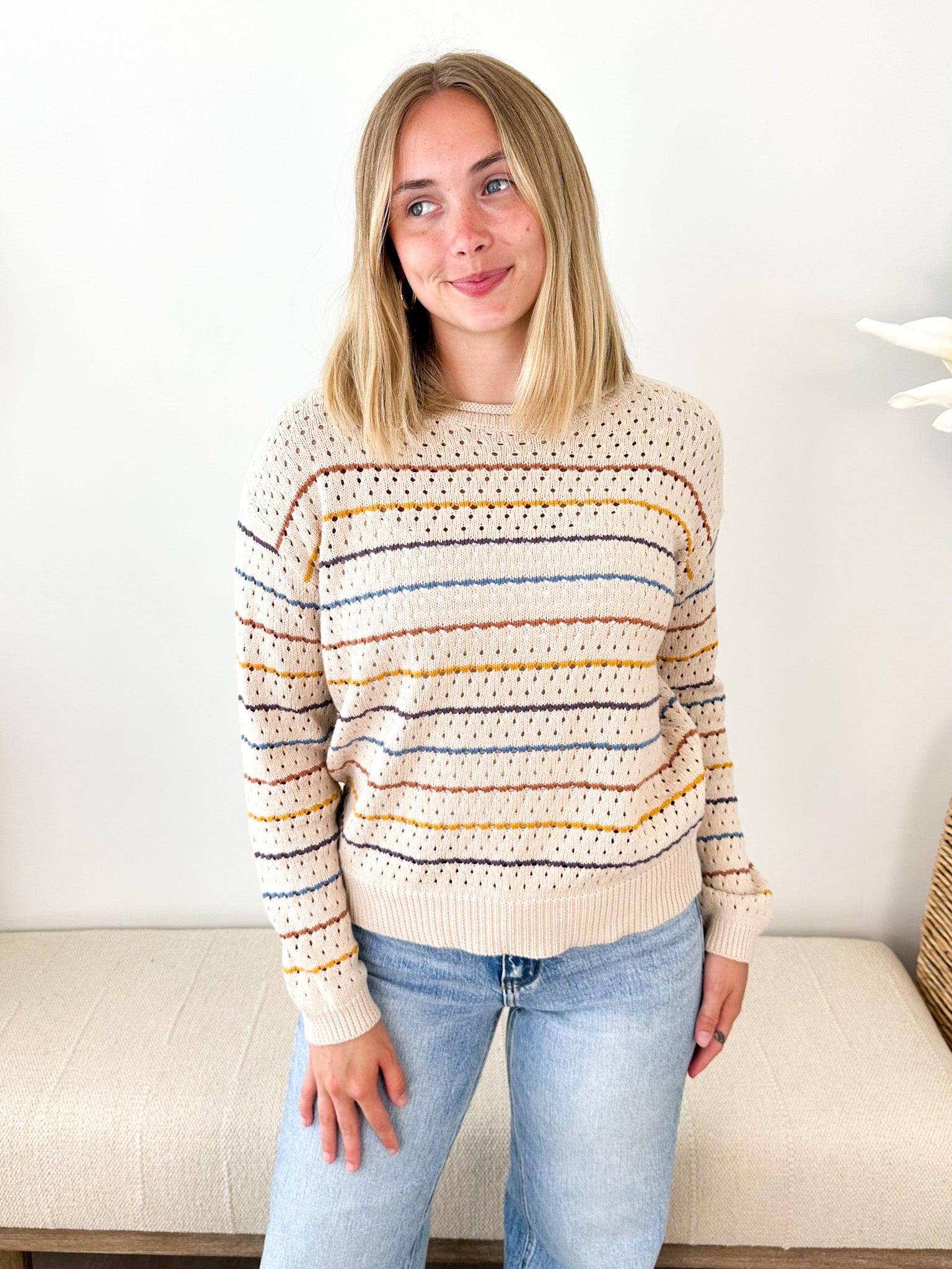Multicolored Striped Crochet Sweater - The Nines