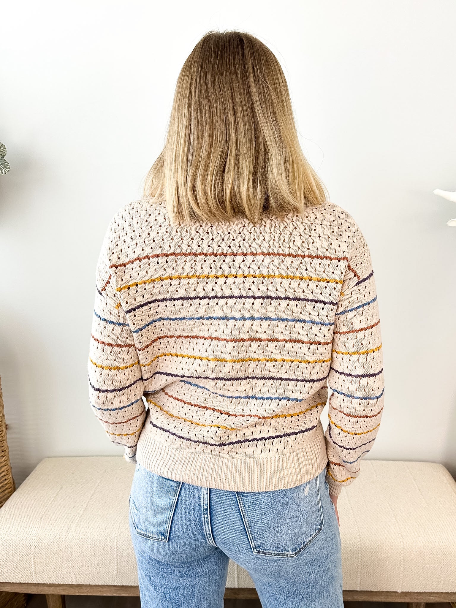 Multicolored Striped Crochet Sweater - The Nines
