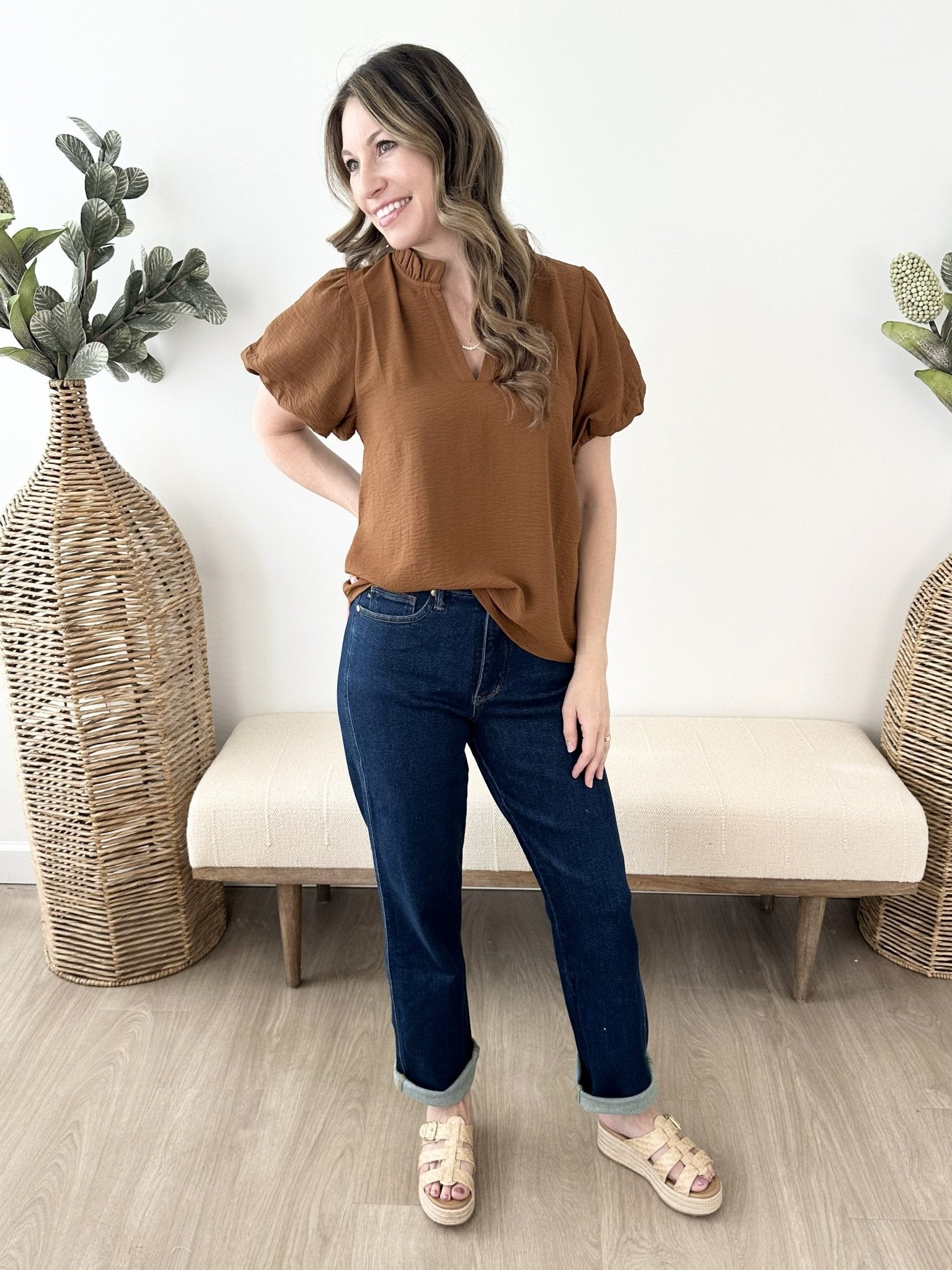 Frilled Bubble Sleeve Top - The Nines