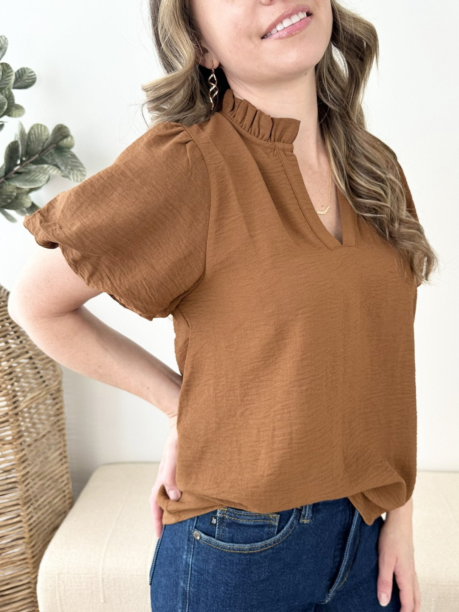 Frilled Bubble Sleeve Top - The Nines
